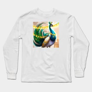 Cute Peacock Drawing Long Sleeve T-Shirt